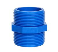 1/2" 3/4" 1" 1-1/4" 1-1/2" 2" BSP Double Male Thread 20/25/32/40/50/63mm Straight UPVC Pipe Fitting Water Connector 3-Color(Blue,50mm(1-1l2))