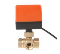1/2 3/4 1 1-1/4 1-1/2 2 Inch Motorized Ball Valve 3-Wire Control Brass Electric 3-Way 1Pcs(DN25,T Type_12VDC_CR02)