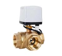 1/2" 3/4" 1" 1-1/4" 1-1/2" 3 Way IP65 Waterproof Motorized Ball Valve 3-Wire 2 Control T/L Type Brass Electric(1-1/4",T Type_220VAC)