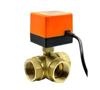 1/2" 3/4" 1" 1-1/4" 1-1/2" 3 Way Motorized Ball Valve 3-Wire 2 Control T/L Type Brass Ball Valve(1-1/4",T Type_24VDC)