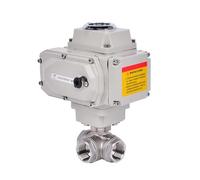 1/2" 3/4" 1" 2" 3-Way Stainless Steel Motorized Ball Valve DC24V AC220V Q941/45F-16P T/L Type Female Thread Electric Ball Valve(2",24VDC_L Type)