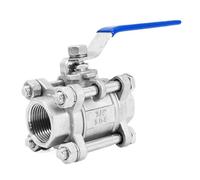 1/2" 3/4" 1" 2" Full Ports Stainless Steel Three-Piece Ball Valve High Temperature Ball Valve Internal Thread Water Switch Valve(DN8,SS316)