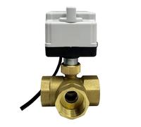 1/2'' 3/4'' 1'' 3 Way Brass Motorized Ball Valve with Manual Switch 220V 12V 24V Electric Ball Valve Three-Wire Two Control(2",12VDC_T Type)