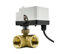 1/2“ 3/4” 1“ inch 3 Way Motorized Ball Valve Ball Valve Brass Ball Valve Three Wire Two Control with Manual Switch(1",DC24V)