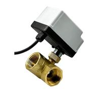 1/2 3/4 1 Inch 3 Way Motorized Ball Valve Electric Ball Valve Brass Ball Valve Three Line Two Way Control with Manual Switch 1Pcs(1/2",L Type_220VAC)