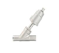 1/2" 3/4" 1 Inch 304 Stainless Steel Pneumatic Welding Angle Seat Valve 16bar for Gas Normally Closed(OneSize,Double Acting-Plastic Head)