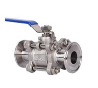 1/2" 3/4" 1" SS304 Stainless Steel Ball Valve 3 Three Piece 1.5" 50.5mm Tri Clamp Ferrule Type(DN32)