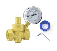 1/2" 3/4" 16bar Brass Water Pressure Regulator Reducer DN15 DN20 with Gauge Meter for Hydraulic Instability/Purifier for Pressure Control(1/2")