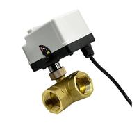 1/2 3/4 1lnch 2 Inch 3 Way Motorized Ball Valve Brass Two Line Control with Manual Switch 1Pcs(DN50,L Type_220VAC_CR02)