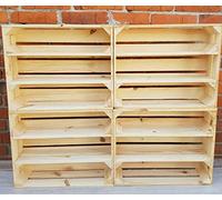1,2,3,4,5,6,7,8 Solid&Strong NATURAL,BURNT EFFECT Storage Wooden Crates Fruit Boxes Shelves Decor - Clean ! (Natural crates long, 4)