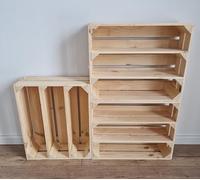 1,2,3,4,5,6,7,8 Solid&Strong NATURAL,BURNT EFFECT Storage Wooden Crates Fruit Boxes Shelves Decor - Clean ! (Natural crates long, 3)