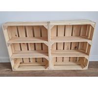 1,2,3,4,5,6,7,8 Solid&Strong NATURAL,BURNT EFFECT Storage Wooden Crates Fruit Boxes Shelves Decor - Clean ! (Natural crates short, 2)