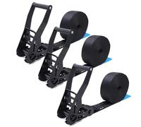 1 2 3 4 5 6 Pcs Black Endless Ratchet Strap, Easy Grip Tie Down Strap 1,1023 lb Break Strength, for Motorcycle ATV Bike Coolers Equipment Securing Wedding Stages(3sets,7m/23.0ft)