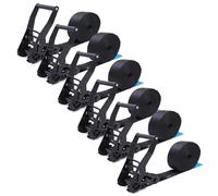 1 2 3 4 5 6 Pcs Black Endless Ratchet Strap, Easy Grip Tie Down Strap 1,1023 lb Break Strength, for Motorcycle ATV Bike Coolers Equipment Securing Wedding Stages(6sets,7m/23.0ft)