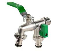 1/2" 3/4"bsp Double Duo Outlet Garden Tap Ball Valve Zinc Alloy Faucet Outdoor