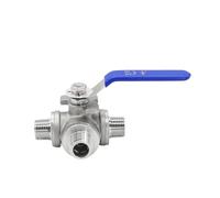 1/2" 3/4" BSP Male Thread 3 Way Ball Valve Stainless Steel 304 Valve Handle Ball Valves L T Port(1/2",T Type)