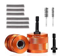 1/2" & 3/4" Copper Pipe Cleaner Set with 1/4" Hex Shank & 6 Brush Blades & 2 Pipe Cleaning Brush, Plumbing/HVAC Rust/Stain Removal Tools
