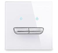 1/2/3/4 Gang 2 Way Black/White/Grey/Gold Wall Light Switch Chrome Toggle Press Button Tempered Glass Plate Blue LED Light (2 gang 2 way white)