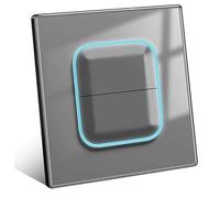 1/2/3/4 gang 2 way Black/White/Grey Tempered Glass Panel Acrylic Push Button Wall Socket Light Switch LED Indicator Lights 86mm*90mm (2 gang 2 way grey)