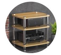 1/2/3/4-layer HIFI Audio Cabinet HIFI Stand Record Player MDF Stand Audio Rack With Shock-absorbing Feet Power Amplifier Shelf Equipment Cabinet (Color : Wood color, Size : 60 * 48 * 57cm(3Tier))