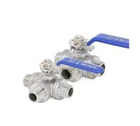1/2" 3/4" Male Thread 3 Way Ball Valve DN15 DN20 Stainless Steel 304 Valve Handle Valves L T Port(G-L Type,0.75 Inch)