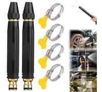 1/2/3/4 pcs High Pressure Car Wash Spray Gun,3 Spray Patterns, 360° Adjustable Garden Hose Nozzle with Hose Clamps,Outdoor Cleaning Spray Tool, for Garden, Car, Patio,Cleaning,Home (2*Nozzle+4*clamp)