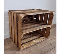 1,2,3,4 Solid&Strong Storage Wooden Crates Fruit Storage Box Shelf Decor -Clean -Natural, Burn effect -Crate -Record Crates (Burnt effect long, 4)