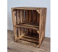 1,2,3,4 Solid&Strong Storage Wooden Crates Fruit Storage Box Shelf Decor -Clean -Natural, Burn effect -Record Crates (Burnt effect short, 1)