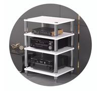 1/2/3/4-Tiers HiFi Rack AV Shelf Media Storage Shelf With Adjustable Shelves Floor Standing Audio Tray TV Cabinet For Av Amp/Turntable/Sky Box/Printer(White)