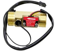 1/2" 3/4" Water Flow Sensor Brass External Thread1.75MPa Hall Sensor Pulse Turbine Flowmeter DC5~18V with Temperature Detection(1/2")