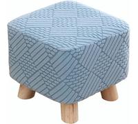 1/2/3/4pcs Stretch Square Ribbed Ottoman Slipcover Footstool Cover with Elastic Bottom Washable Foot Stool Protector for Pouffe & Cube Ottomans(Light blue,3pcs)