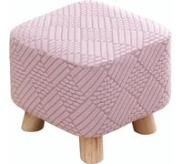 1/2/3/4pcs Stretch Square Ribbed Ottoman Slipcover Footstool Cover with Elastic Bottom Washable Foot Stool Protector for Pouffe & Cube Ottomans(Pink,2pcs)