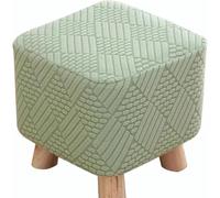 1/2/3/4pcs Stretch Square Ribbed Ottoman Slipcover Footstool Cover with Elastic Bottom Washable Foot Stool Protector for Pouffe & Cube Ottomans(Green,3pcs)