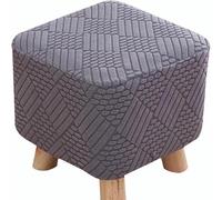 1/2/3/4pcs Stretch Square Ribbed Ottoman Slipcover Footstool Cover with Elastic Bottom Washable Foot Stool Protector for Pouffe & Cube Ottomans(Dark gray,3pcs)