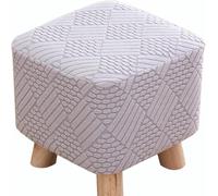 1/2/3/4pcs Stretch Square Ribbed Ottoman Slipcover Footstool Cover with Elastic Bottom Washable Foot Stool Protector for Pouffe & Cube Ottomans(Light Gray,2pcs)