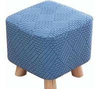 1/2/3/4pcs Stretch Square Ribbed Ottoman Slipcover Footstool Cover with Elastic Bottom Washable Foot Stool Protector for Pouffe & Cube Ottomans(Dark blue,4pcs)