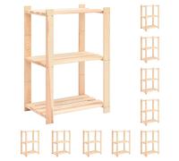1/2/3/5/10x Solid Pinewood 3-Tier Storage 60x38x90cm 150kg Organiser vidaXL