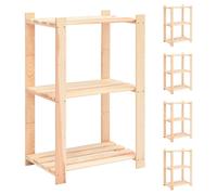 1/2/3/5/10x Solid Pinewood 3-Tier Storage 60x38x90cm 150kg Organiser vidaXL