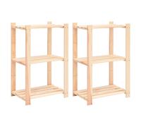 1/2/3/5/10x Solid Pinewood 3-Tier Storage 60x38x90cm 150kg Organiser vidaXL