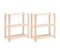 1/2/3/5/10x Solid Pinewood 3-Tier Storage 80x38x90cm 150kg Organiser vidaXL