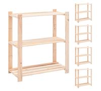1/2/3/5/10x Solid Pinewood 3-Tier Storage 80x38x90cm 150kg Organiser vidaXL