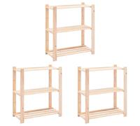 1/2/3/5/10x Solid Pinewood 3-Tier Storage 80x38x90cm 150kg Organiser vidaXL