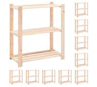 1/2/3/5/10x Solid Pinewood 3-Tier Storage 80x38x90cm 150kg Organiser vidaXL