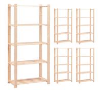1/2/3/5/10x Solid Pinewood 5-Tier Storage 80x38x170cm 250kg Organiser vidaXL