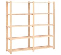 1/2/3/5/10x Solid Pinewood 5-Tier Storage Racks 170x38x170cm 500kg vidaXL