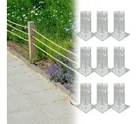 1 2 3 5 8 9 Pcs Fence Post Support Brace for Rectangle Pole, Tall 4" 8 Inch Deck Pergola Post Base Wood to Concrete/Gate Column Protectors Saddle Bracket/Anchors Kit Adjustable, Galvaniz