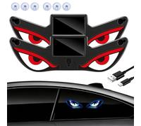 1/2/3/6pcs Solar Demon Eye LED Car Window Light, Waterproof Devil Eyes Light Gen-2 No Drill Suction Cup Dynamic Windshield Ambient Lamp Solar and USB Powered Flicker Signal Warning Lights (B5)