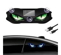 1/2/3/6pcs Solar Demon Eye LED Car Window Light, Waterproof Devil Eyes Light Gen-2 No Drill Suction Cup Dynamic Windshield Ambient Lamp Solar and USB Powered Flicker Signal Warning Lights (A1)