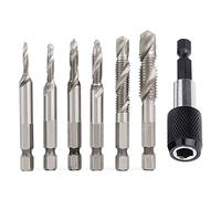 1/2/3/6Pcs Tap Drill Bit, Hex Shank Titanium Plated HSS Screw Thread Screw Compound Tap M3 M4 M5 M6 M8 M10 Hand Tools MINGPING (Color : 7Pcs Silver Long)
