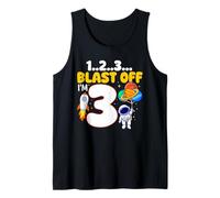 1 2 3 Blast Off Im 3 Astronaut 3rd Birthday Boy Kids Party Tank Top